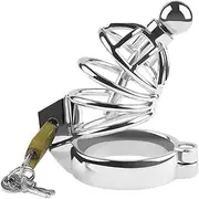 Men Bondage Penis Cage Sex Toy Metal Threaded Chastity Cage Chastity Device With Hollow Urethral Catheter Chastity Lock Set