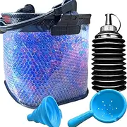 SZWRSKJ Foldable Gel Water Blasters Ammo Bucket with Balls Subpackage Bottle, Portable SplatterGun Accessories, Gel Gun Ammo Container with a Ball Funnel & Spoon, Large Capacity Tub for Ages 14+