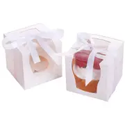 24Pcs Cupcake Boxes Party Single Cake Packaging White Gift Box With Ribbon