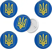 [Generic] 5Pcs Ukraine National Emblem Lapel Pins Support Ukraine Coat of Arms Round Badge Ukrainians Decoration