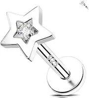 [Melighting] 16G Sterling Silver 925 Helix Earring Internal Thread 6/8 mm Heart Flat Back Earring Star Lip Stud Labret Cartilage Lip Piercing Jewelry for Women