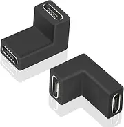 10Gbps 90 Degree Right Angle USB C Female to Female Adapter, Type USB C Right Angle 3.1 Coupler Adapter Support Charging and Data Transfer for Laptop, Mobile Phone, PC etc 2Pack