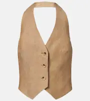 [Max Mara] Max Mara Sauro open-back linen vest UK 18 beige