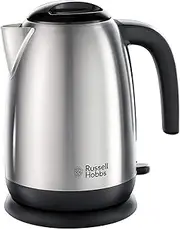 [Russell Hobbs] Stainless Steel & Black Electric 1.7L Cordless Kettle with black handle (Fast Boil 3KW, Removable washable anti-scale filter, Pull off lid, Perfect pour spout) 23911