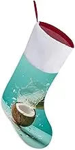 Coconut Drink Christmas Stocking Soft Plush Large Xmas Stockings Fireplace Hanging Stockings 16.5 Inch Christmas Decorations for Family Holiday Xmas Party Decor