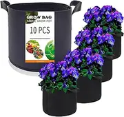 Gautio 10-Pack 12 Gallon Plant Grow Bags, Heavy Duty Nonwoven Aeration Fabric Pots, Reusable Garden Planter Pots for Vegetables, Flowers, Plants (12 Gallon)