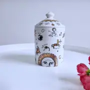 Hand Made Big Eyes Jar With Lids Ceramic Decorative Candle Holder Storage Box
