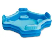 Play day Blue Deluxe Inflatable Family Pool, Square, with 4 Seats.