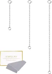 Solid 925 Sterling Silver Necklace Extenders Set, 3Pcs Silver Extension Chain wi
