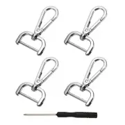 Detachable Snap Hook, 1 Inch Swivel Clasp for Purse (4 Pack, Silver White)