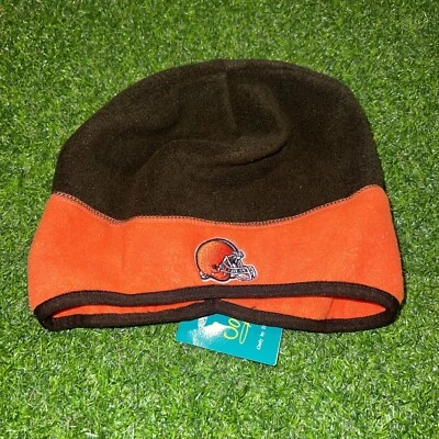 Cleveland Browns Brown & Orange Vintage Puma Fleece Skull Cap Beanie Hat - OSFM