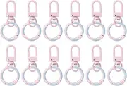 uxcell 12 Pcs Lobster Claw Clasp, Colorful Metal Keychain Clasp Swivel Hooks with Spring Key Rings Trigger Clips for Bag Door Key Chains DIY Craft Jewelry Making, Donut Light Pink