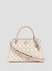 GUESS Women's Beige Logo Noelle Luxury Satchel Bag