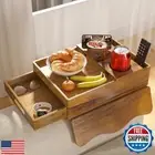 Acacia Wood Couch Cup Holder Tray, 7-in-1 Couch Arm Tray, Sofa Clip-On Side T