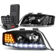 For 1998-2001 Audi A6 Quattro LED Trun Signal Black Projector Headlight+Tool Box (for: Audi)