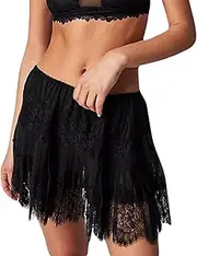 [Passec] Women Y2K Black White Lace Mini Skirt Low Rise Half Slip Underskirt Ruffle Pleated Layered Flowy Short Skirts