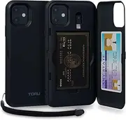 TORU CX PRO for iPhone 11 Case Wallet | Protective Shockproof Heavy Duty Cover with Hidden Card Holder & Card Slot |Wrist Strap, Lightning Adapter Mirror Included - Black