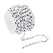 5m/16 Feet Faux Pearl Beading Chain, 6mm Brass Chain Link Style 1, Dark Silver