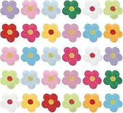 TEAONE Embroidered Applique Patches, 30 PCS Floral Iron on Patches for Bag, Clothing, Hat (5cm)