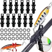Lure Magnetic Hooker, 12 Pieces Fishing Rod Hook Holder, Hook Keeper for Fishing Rod,Fishing Lure Holder for Fishhook Without Hole, Hook Keeper for Fishing Rod with Rubber Rings for Fishing