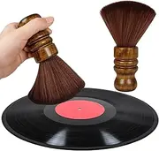 Vinyl Record Cleaner Brush, Anti Static Dust Remover with Fine Fiber Bristles, Wood Record Brush Accessories for Vinyl Albums LP CD Cartridge (Dark Brown)