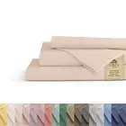 100% Cotton Percale Sheets Queen Size, Sand Shell, Deep Pocket, 4 Pieces Set ...