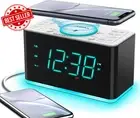 Alarm Clock Radio, 15W Wireless Charger, Bluetooth, FM Radio, Dual Alarm