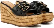 Franco Sarto Women'sTorino Espadrille Wedge Sandal Black Leather 9M