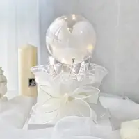 在飛比找ETMall東森購物網優惠-2023母親節透明水晶球泡泡棉生日蛋糕裝飾網紗圍邊三角珍珠皇