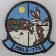 4" MARINE CORPS HMLA-775 SQUADRON COYOTES BLUE SKY HOOK & LOOP EMBROIDERED PATCH