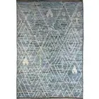Handmade (6'3" x 9'3") Blue Moroccan Bohemian Wool Area Rug for Living Room