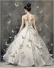 Elegant Bride Paint by Numbers Kit for Adults - DIY Woman in Floral Gown with Butterflies Painting on Canvas 16x20In, Acrylic Paint Set, Suitable for Beginners, Art for Home Decoration/Gifts