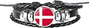 [AccessCube] Unisex Europe Country National Flag Leather Bracelet Bracelet Country Flag Bangle Wristband Cuff (P1)