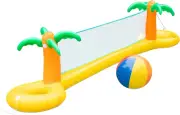 Giant Inflatable Palm Tree Volleyball Net Set W/ Ball - 12 Ft Long - Fun Swimmin