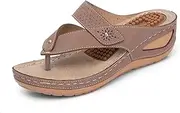 XINGAKA Women's Orthotic Sandals High Arch Support Flip Flops, Plantar Fasciitis Flat Feet Heel and Foot Pain Relief Toe-Post Sandal,Brown,40