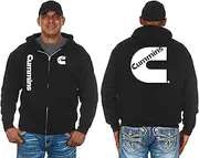[JH DESIGN GROUP] Men's Cummins Diesel Hoodie Full Zip Up Black Hooded Sweatshirt