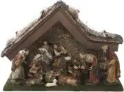 Stunning 10-Piece Nativity Set with Stable - 12-Inch Brown Christmas Decor