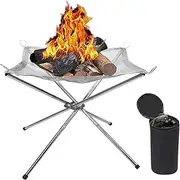 Portable Bonfire Campfire Fire Pit Collapsing Stainless Steel Mesh Fireplace Foldable Camping Fire Pit Camping Gear