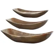 Elegant Minimalist Brass Gold Long Canoe Bowl Set 3 Centerpiece Candle Holder
