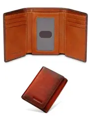 Trifold Wallets for Men Durable Leather Front Pocket Wallet with ID Window,RF...