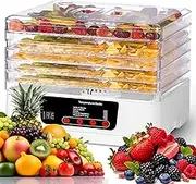 350W Electric Food Dehydrator with Adjustable Temperature, 13L 5-Layer Removable Tray Fruit Dryer for Jerky, Dog Treats, Herb, Meat, Beef