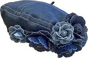[yuksok] Women Beret Hat Painter Hat Streetwear Fashionable Adjustable Denim Cap Costume Hat for Festival Spring Fall Birthday Travel