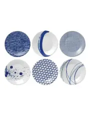 [Royal Doulton] Pacific 16cm Set of 6 Mixed Plates White/Blue