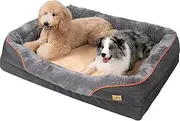 XX-Large Memory Foam Dog Bed: Orthopedic Waterproof Pet Sofa Beds Washable - Bolster Puppy Cushion Mat with Pillow and Removable Cover for Large Dogs XXL(120X90cm)