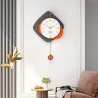 FLEBLE Modern Large Wall Clocks for Living Room Decor Wood Silent Decoration ...