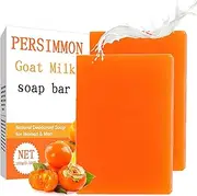 Anti-Odor Persimmon Goats Milk Soap - Soap Bar - Natural Soap Bar - Persimmon Goat Milk Soap - Handmade Soap Bar Pure Soap Bar For Face & Body - Face Natural Soap Bar Moisturizing,Cleaning Smooth Skin