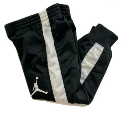JORDAN LONG PANTS BOYS - WHITE BLACK SZ 4 - ATHLETIC SWEATPANTS FLEECE TRACK