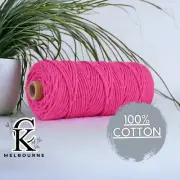 4MM 3ply macrame cord MAGENTA 3 Strand High Quality Cotton Soft Yarn Melbourne
