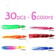 30pcs 4.75" Fishing Squid Skirt Octopus Trolling Hoochies Soft Lure 6-colors NEW