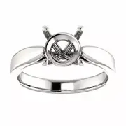 Sterling Silver Round Cut Ring Setting Solitaire Tapered Style Ring Mounting